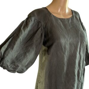 Hugo Boss Orange vintage linen blend dress,Puff Sleeve,peasant,fairy goth,grunge